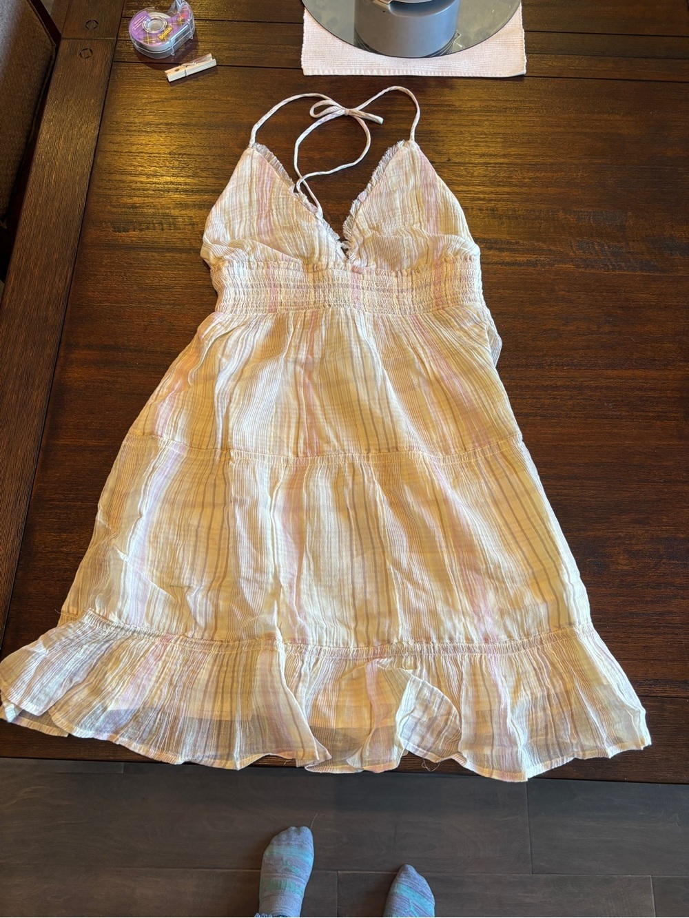 NWT Kimchi Blue Phoebe Cotton Open-Back Halter Knee Length Dress - Picture 3 of 9